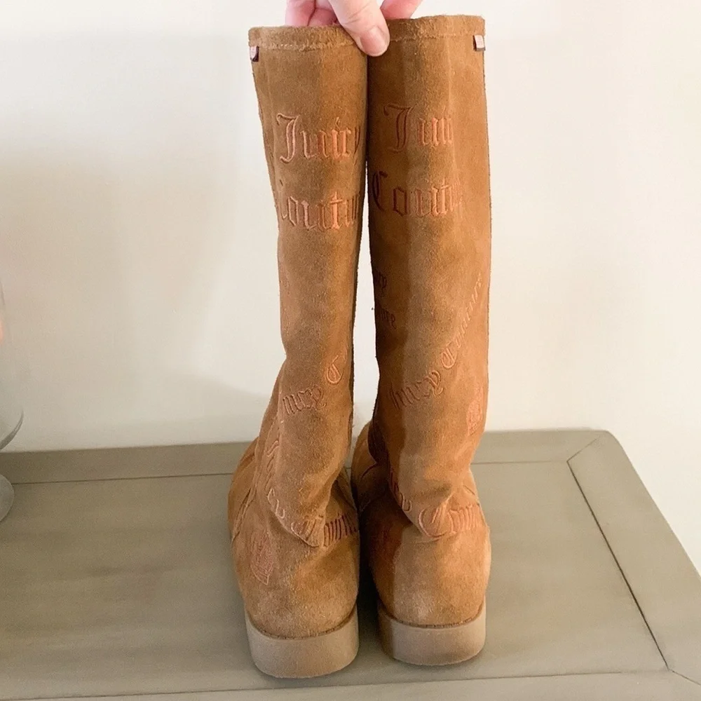 Juice Couture Angel Logo Boots Suede Winter Faux Shearling lining 11